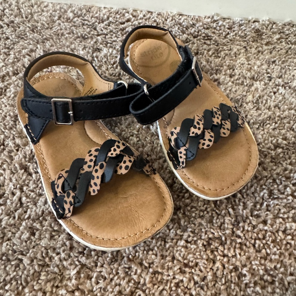 Stride Rite Black and Tan Kids Sandals